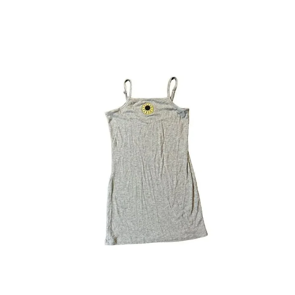Olivia Kay Girls Gray Sunflower Dress Size M (8)